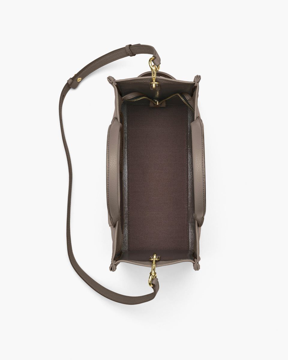 The Tote Bag Marc Jacobs The Leather Medium Tote Bag Femme Cement | 031XRDCUN