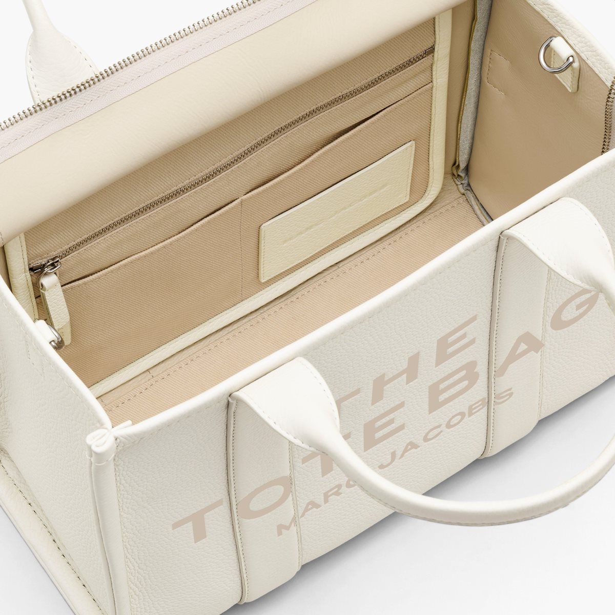 The Tote Bag Marc Jacobs The Leather Medium Tote Bag Femme Argent | 354ETJMHI