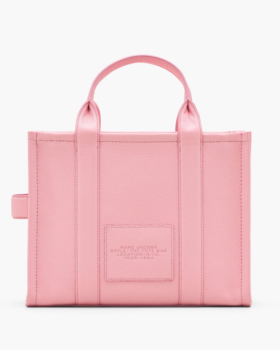 The Tote Bag Marc Jacobs The Leather Medium Tote Bag Femme Rose | 473SUVYNP
