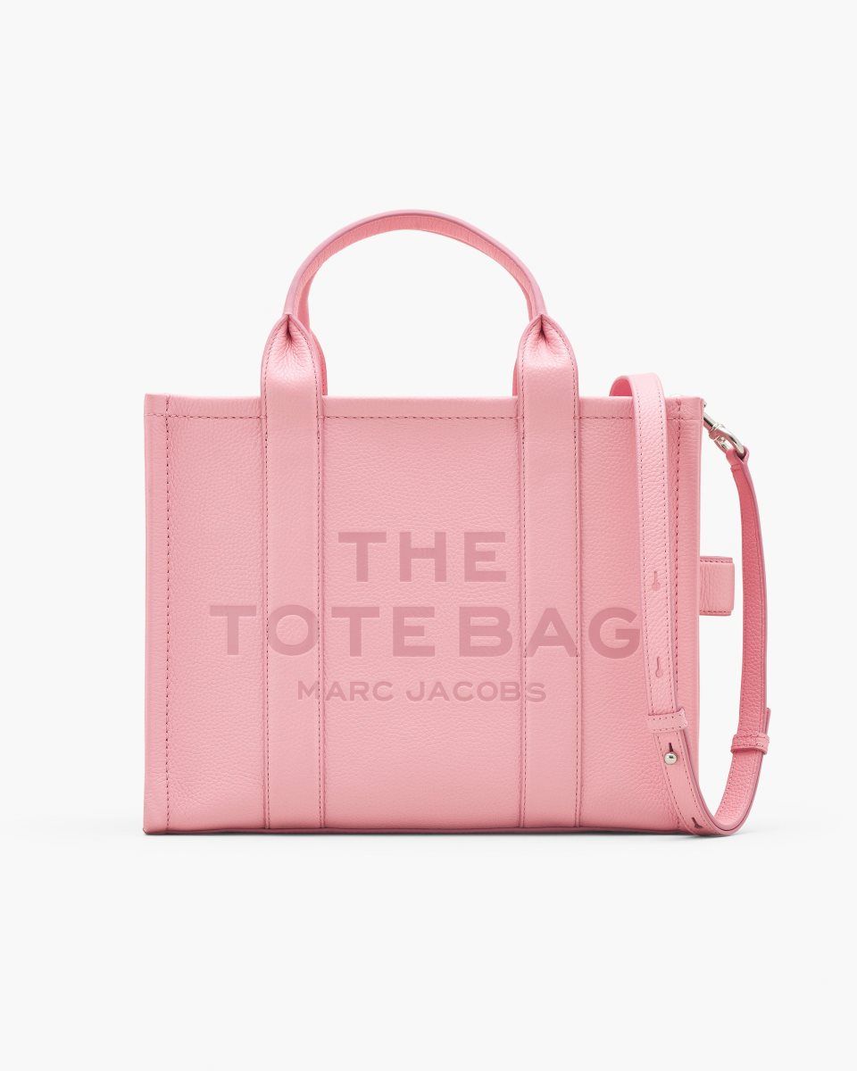 The Tote Bag Marc Jacobs The Leather Medium Tote Bag Femme Rose | 473SUVYNP