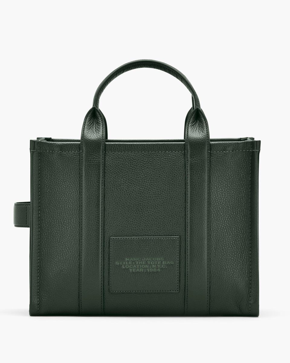 The Tote Bag Marc Jacobs The Leather Medium Tote Bag Femme Vert Foncé | 634LCKJGY