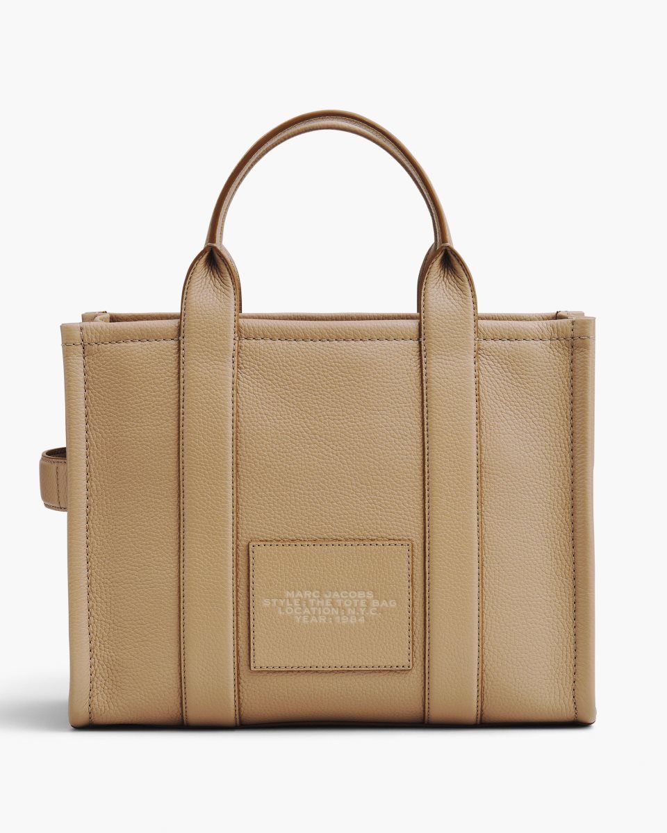 The Tote Bag Marc Jacobs The Leather Medium Tote Bag Femme Marron | 635XPHZWJ