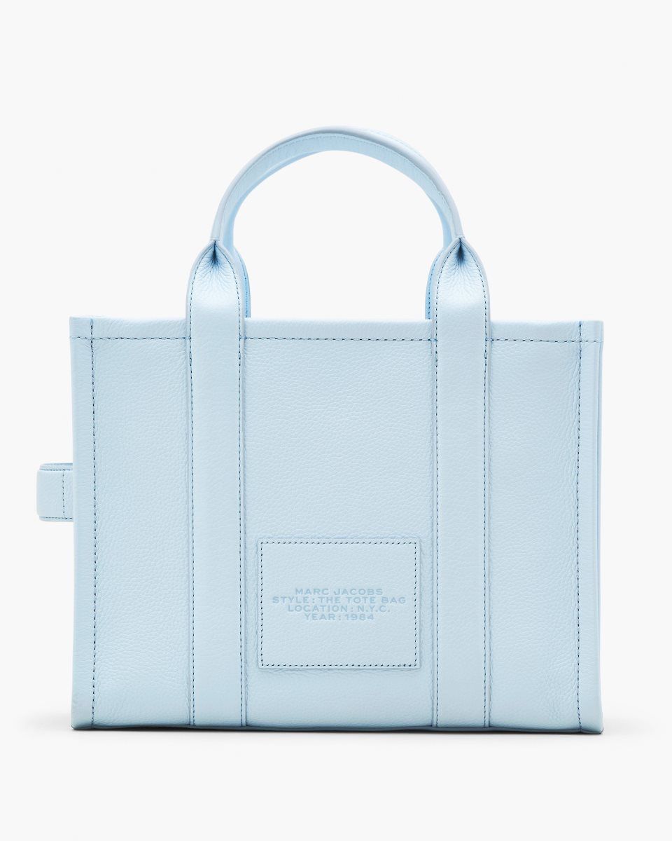 The Tote Bag Marc Jacobs The Leather Medium Tote Bag Femme Bleu | 085ARTFIQ