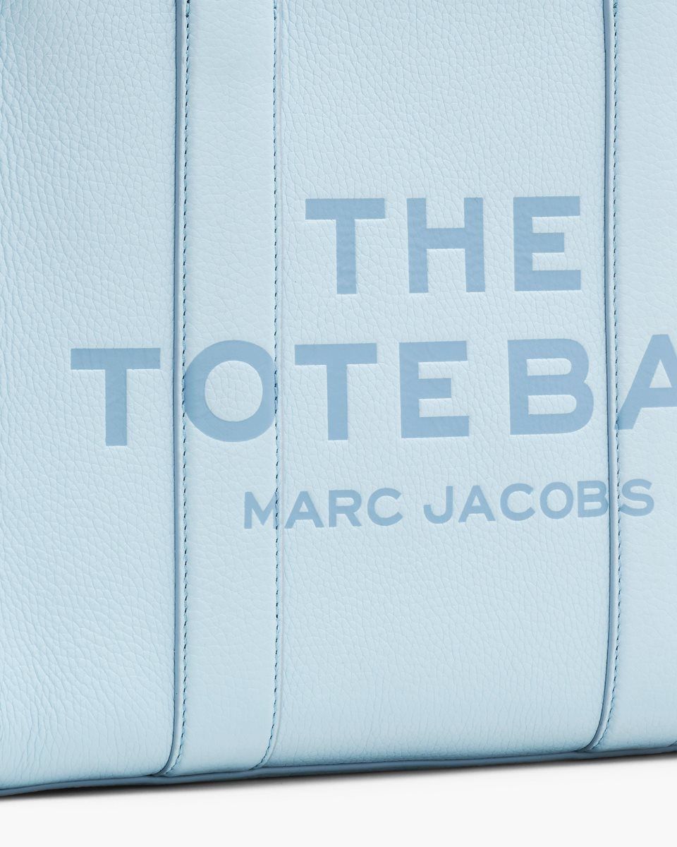 The Tote Bag Marc Jacobs The Leather Medium Tote Bag Femme Bleu | 085ARTFIQ