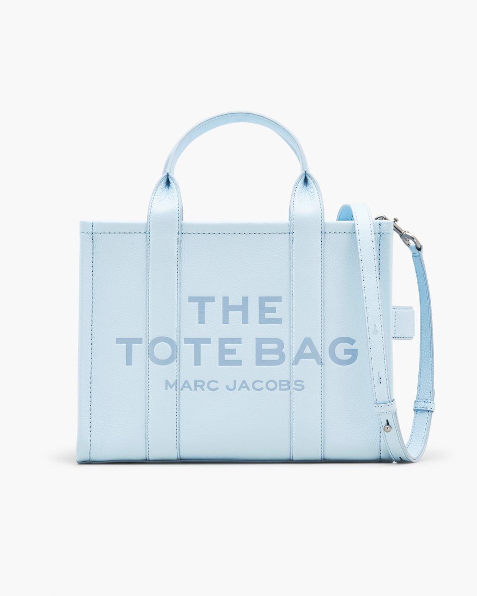 The Tote Bag Marc Jacobs The Leather Medium Tote Bag Femme Bleu | 085ARTFIQ