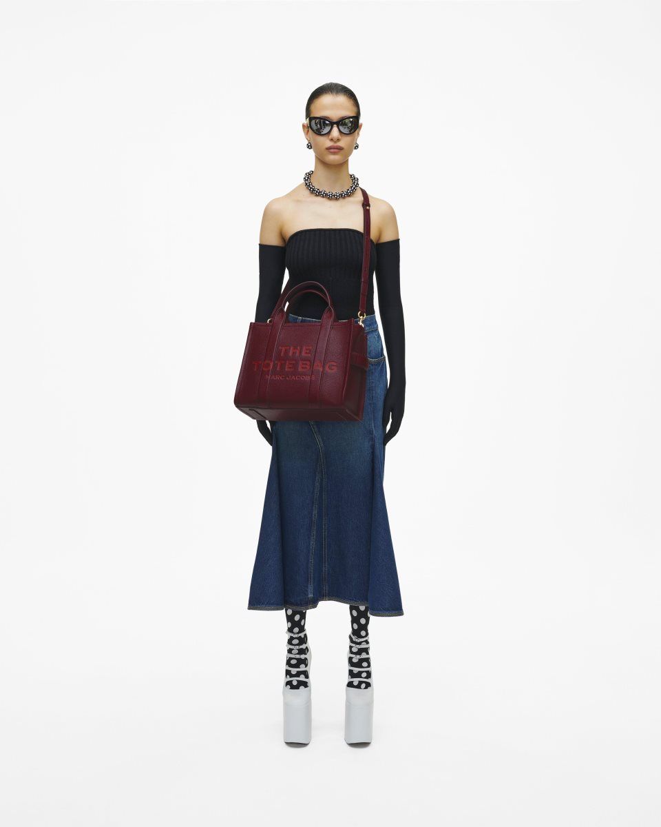 The Tote Bag Marc Jacobs The Leather Medium Tote Bag Femme Rose | 785WNVZQO