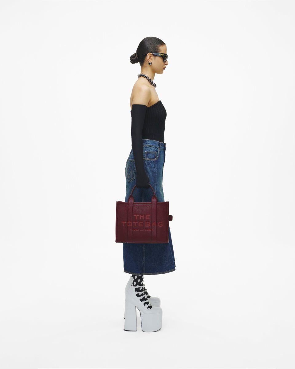 The Tote Bag Marc Jacobs The Leather Medium Tote Bag Femme Rose | 785WNVZQO