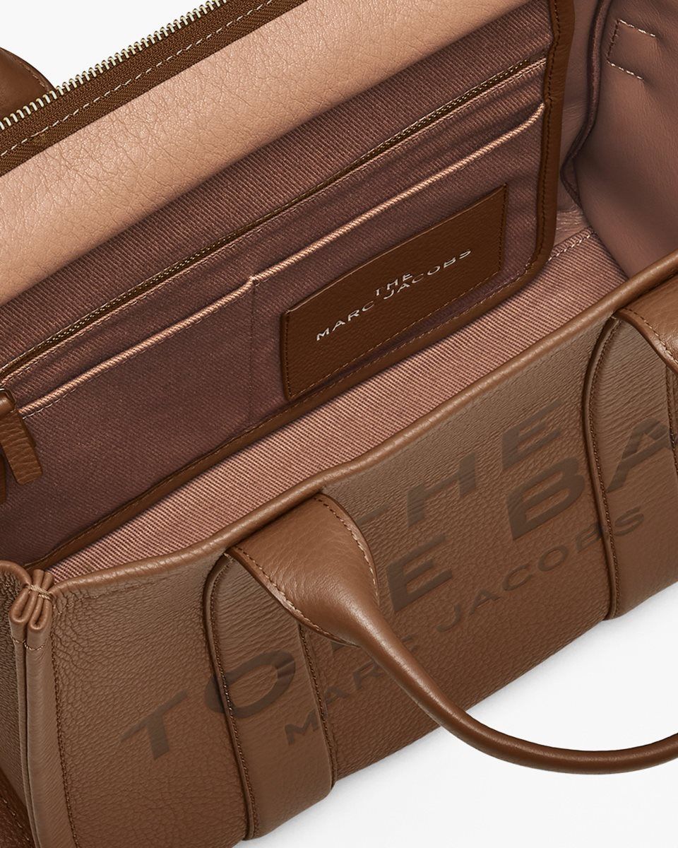 The Tote Bag Marc Jacobs The Leather Medium Tote Bag Femme Argan Oil | 813HNWJFL
