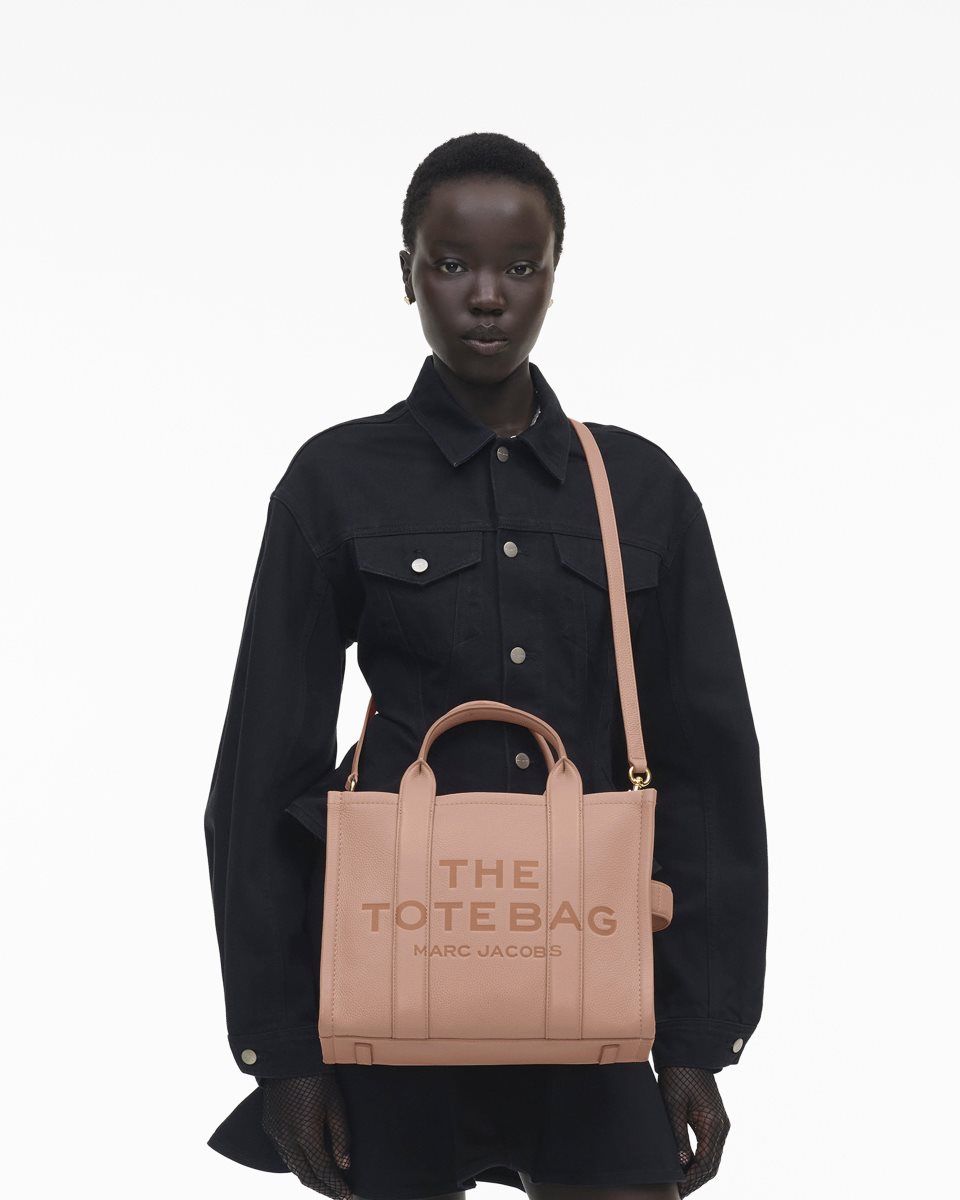 The Tote Bag Marc Jacobs The Leather Medium Tote Bag Femme Rose | 829OZXCTA