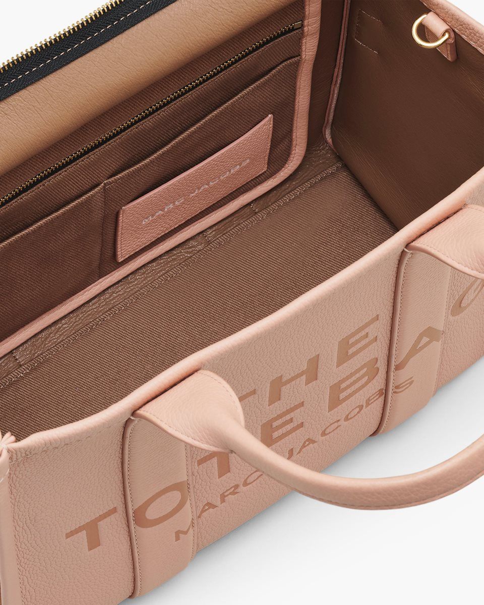 The Tote Bag Marc Jacobs The Leather Medium Tote Bag Femme Rose | 829OZXCTA
