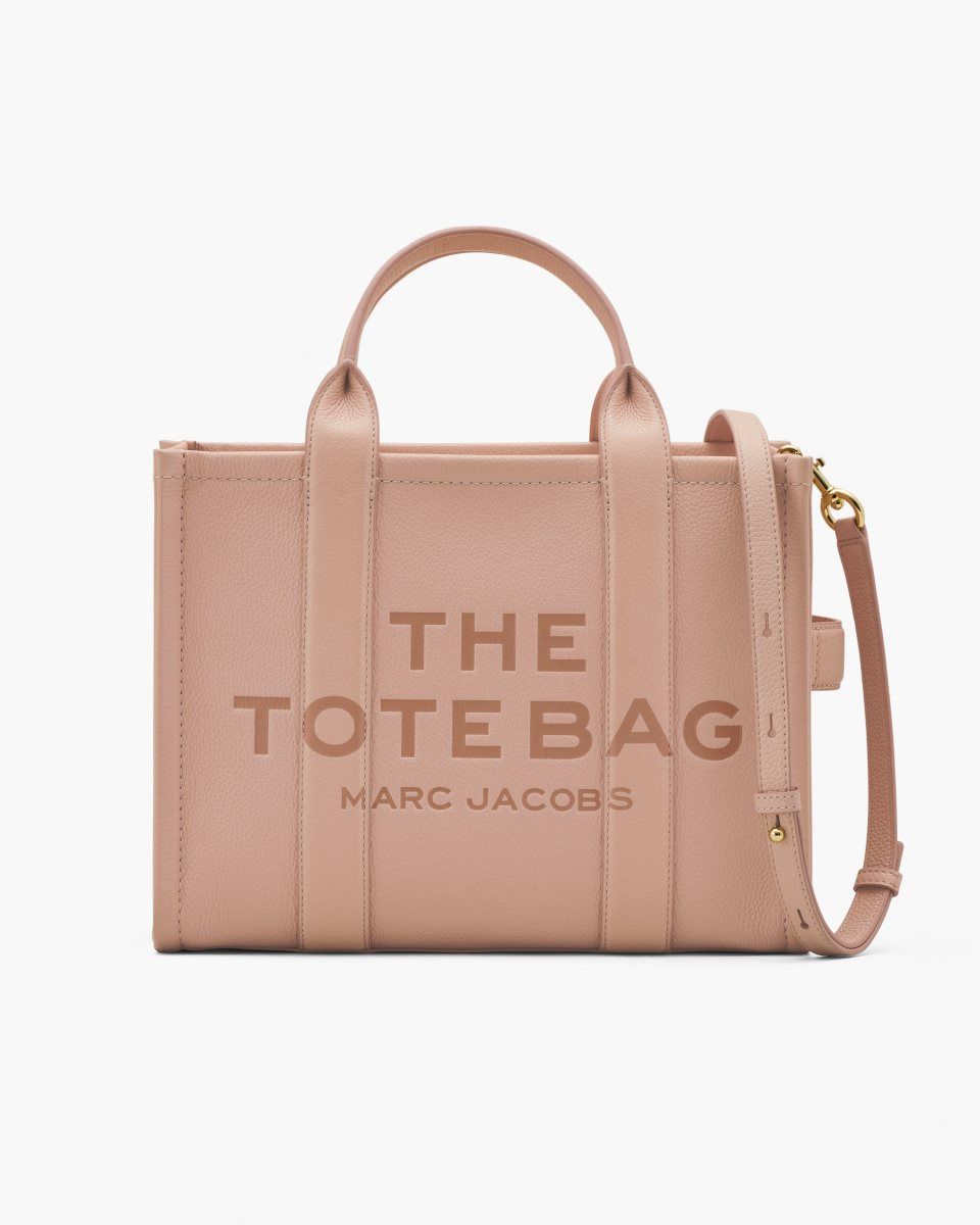 The Tote Bag Marc Jacobs The Leather Medium Tote Bag Femme Rose | 829OZXCTA