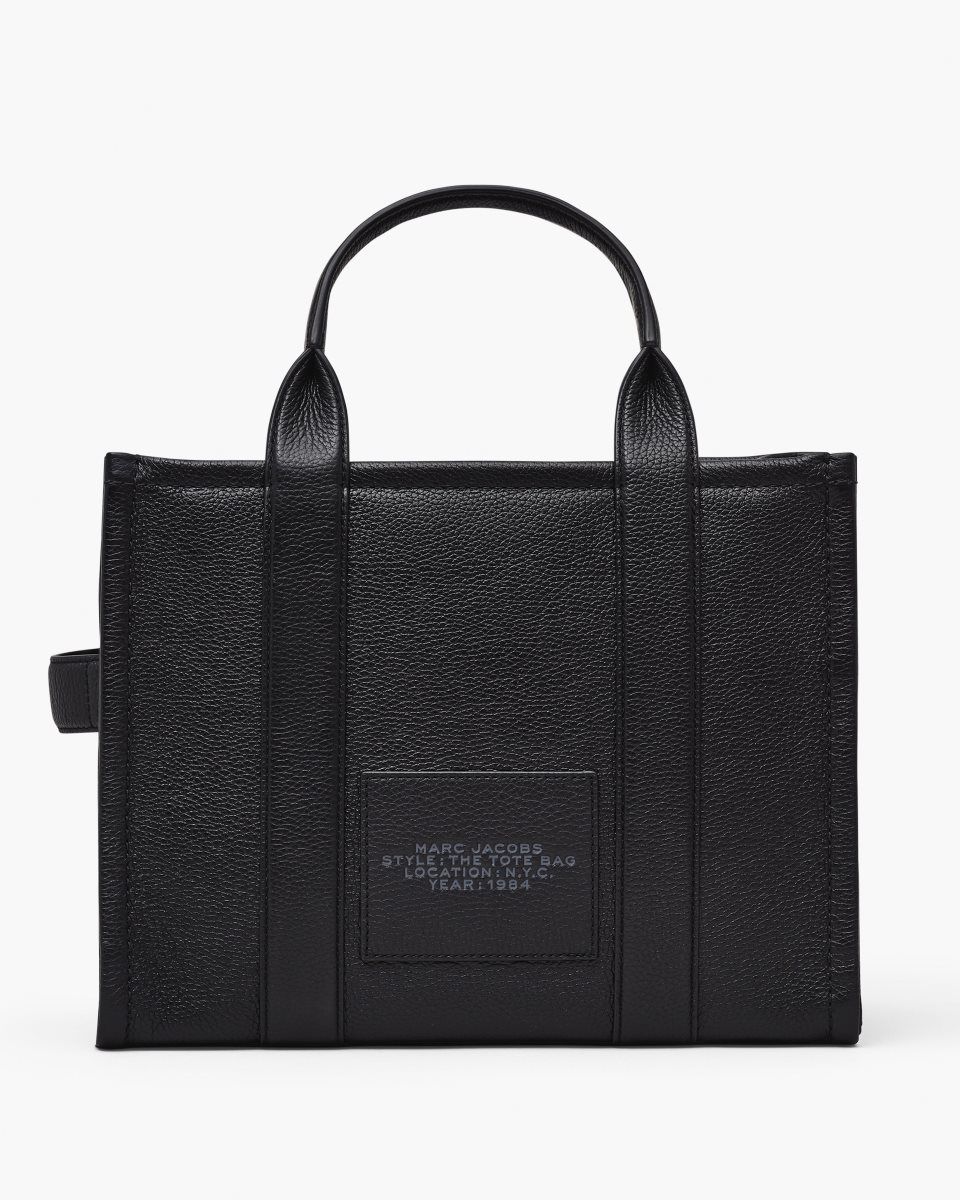 The Tote Bag Marc Jacobs The Leather Medium Tote Bag Femme Noir | 842VMACUB