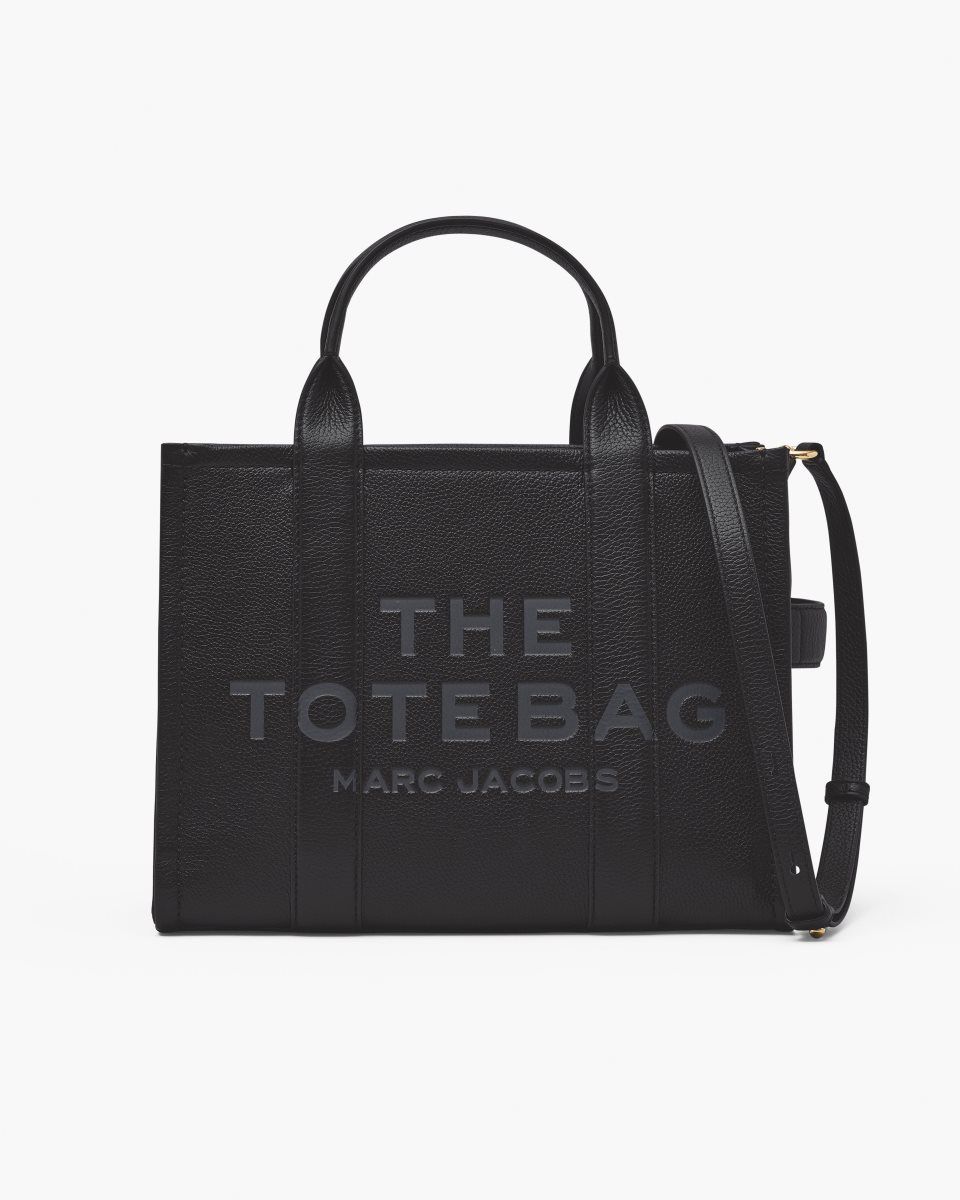 The Tote Bag Marc Jacobs The Leather Medium Tote Bag Femme Noir | 842VMACUB