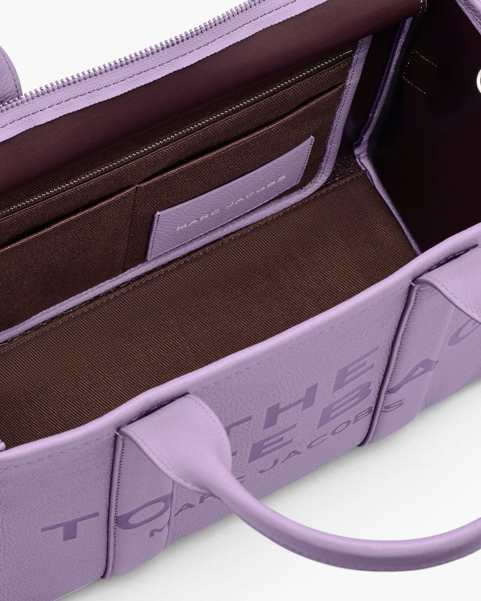 The Tote Bag Marc Jacobs The Leather Medium Tote Bag Femme Violette | 859EHFUXG