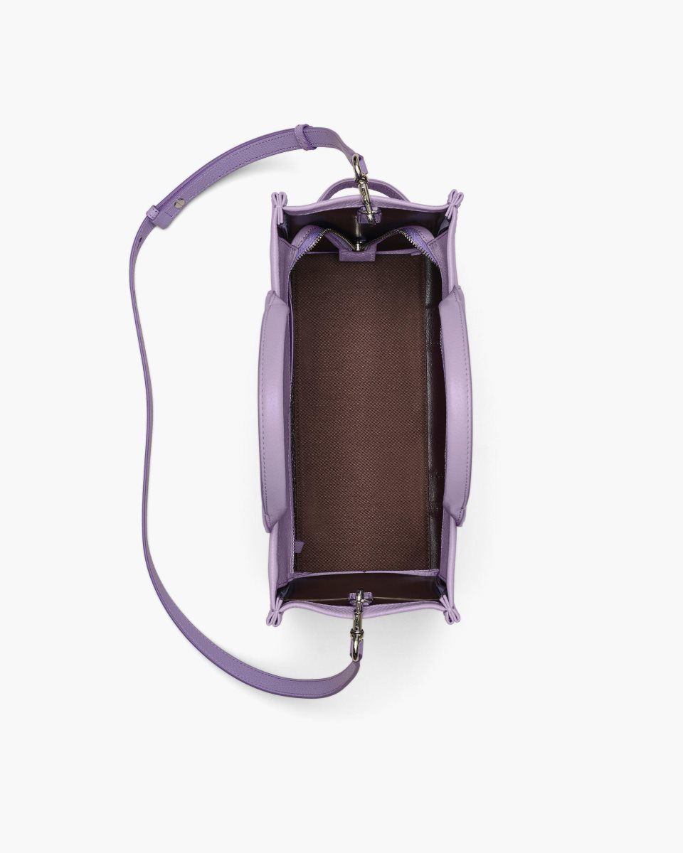 The Tote Bag Marc Jacobs The Leather Medium Tote Bag Femme Violette | 859EHFUXG
