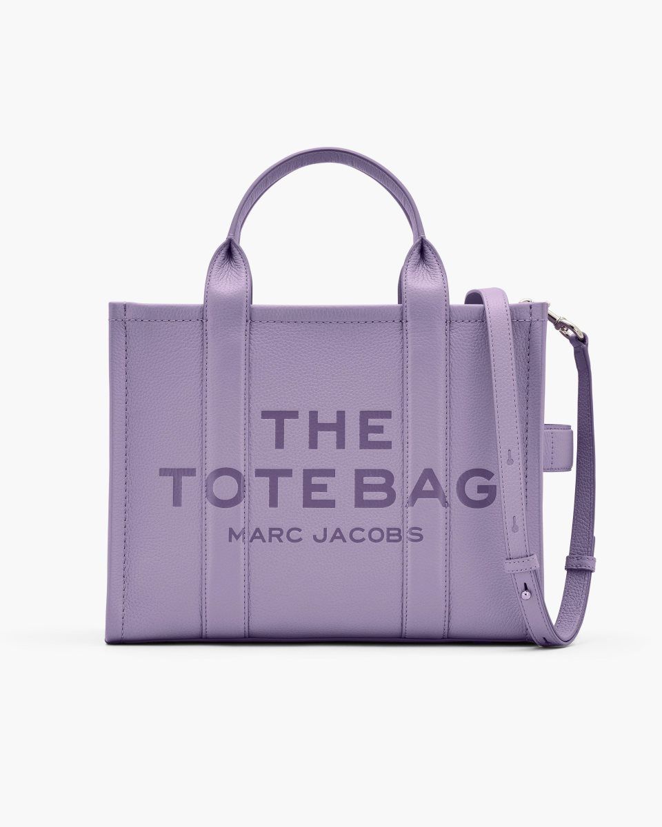 The Tote Bag Marc Jacobs The Leather Medium Tote Bag Femme Violette | 859EHFUXG
