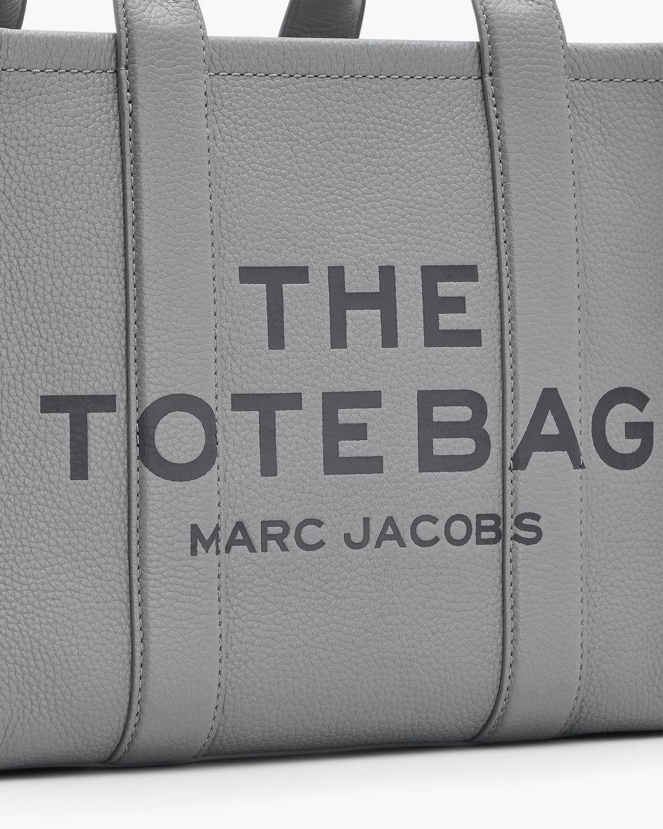 The Tote Bag Marc Jacobs The Leather Medium Tote Bag Femme Grise | 910YKAOBS