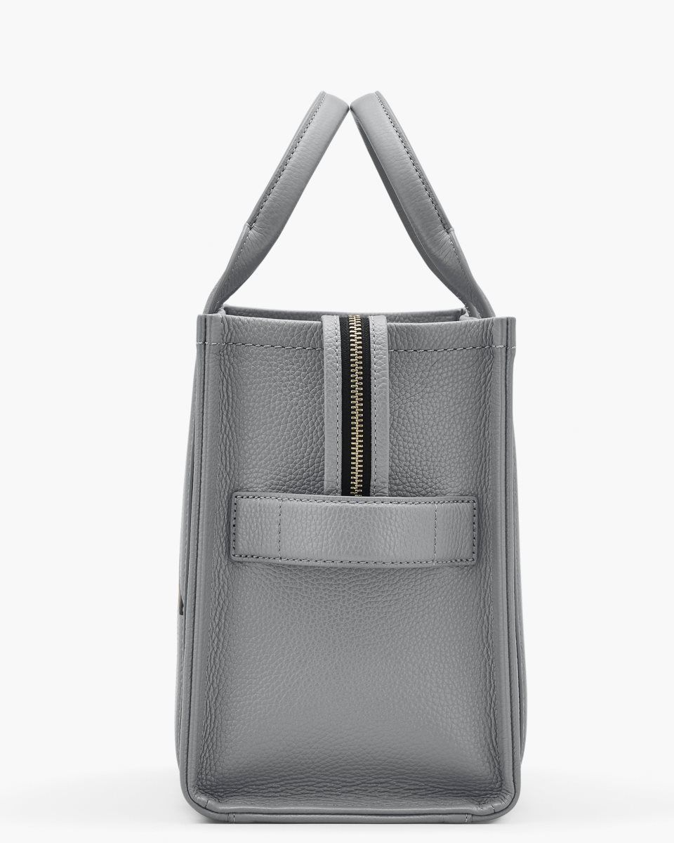 The Tote Bag Marc Jacobs The Leather Medium Tote Bag Femme Grise | 910YKAOBS