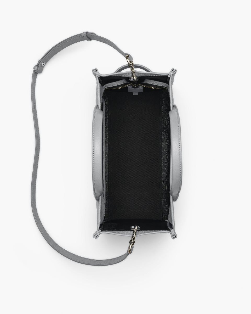 The Tote Bag Marc Jacobs The Leather Medium Tote Bag Femme Grise | 910YKAOBS