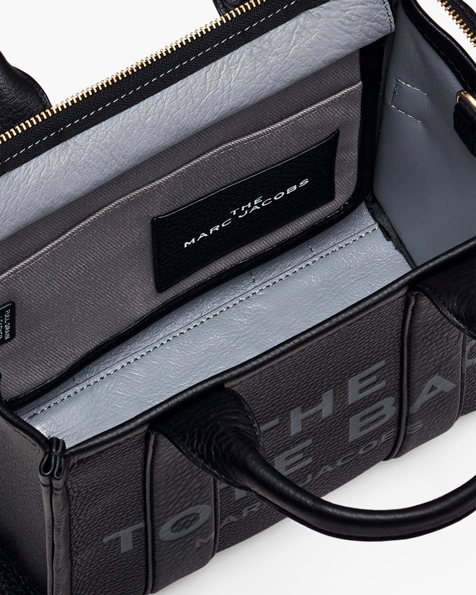 The Tote Bag Marc Jacobs The Leather Small Tote Bag Femme Noir | 527OMFUWR