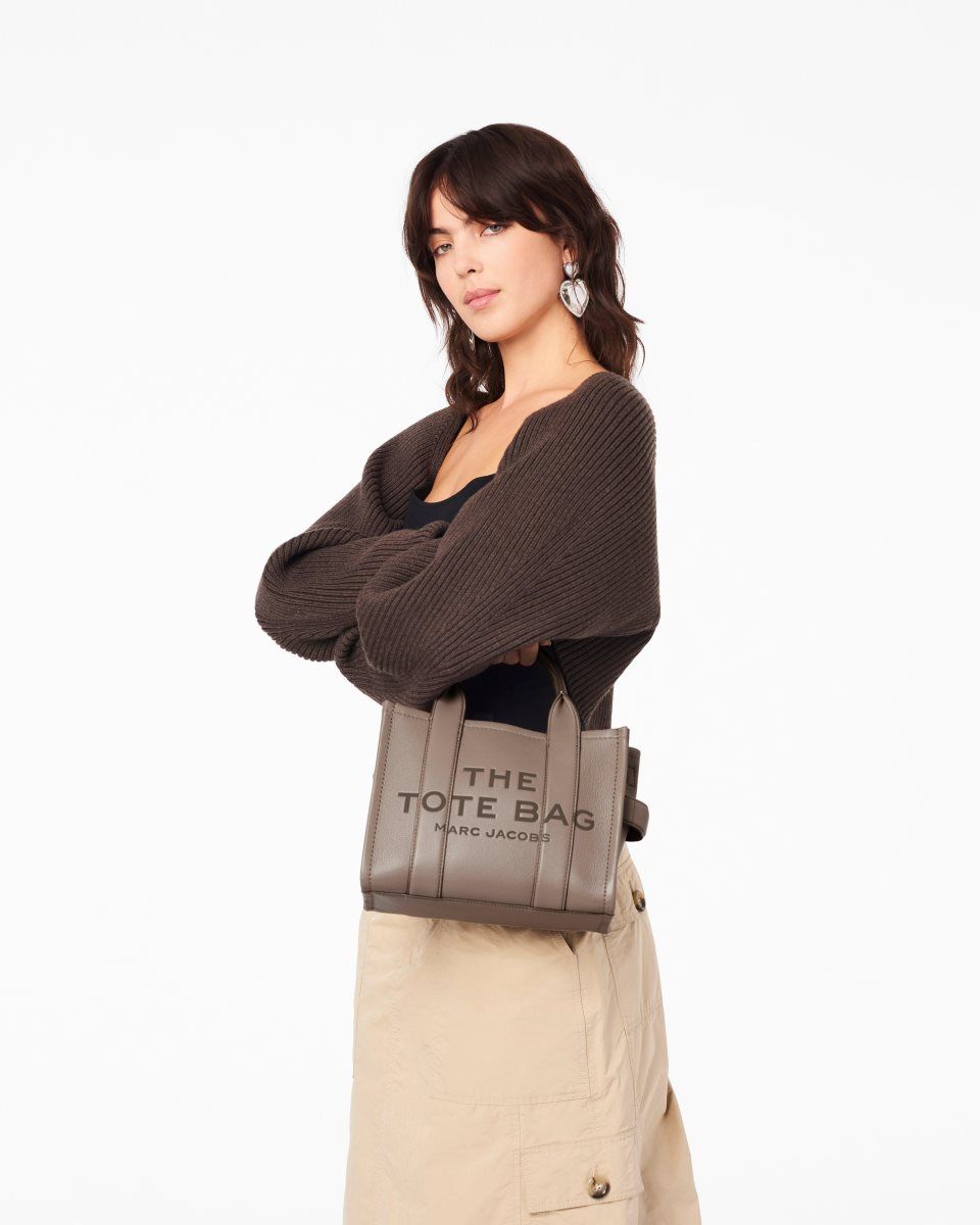 The Tote Bag Marc Jacobs The Leather Small Tote Bag Femme Cement | 624GTZHEJ