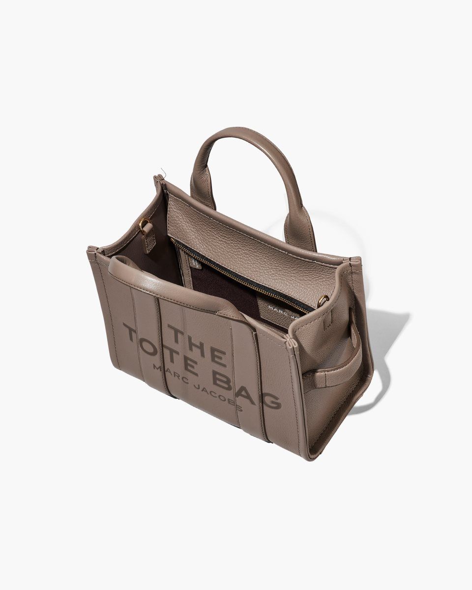 The Tote Bag Marc Jacobs The Leather Small Tote Bag Femme Cement | 624GTZHEJ