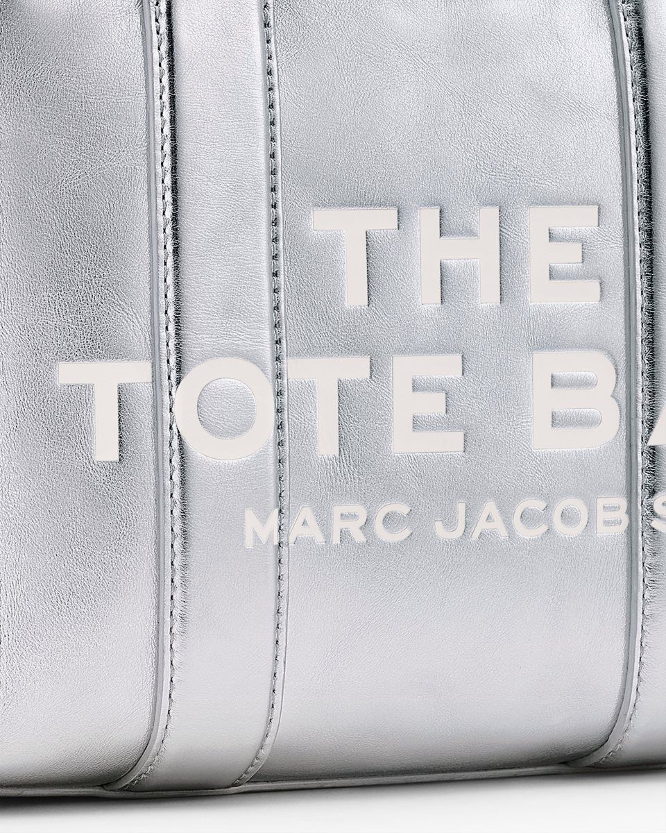The Tote Bag Marc Jacobs The Metallic Leather Small Tote Bag Femme Metal Argent | 106GTXDUH