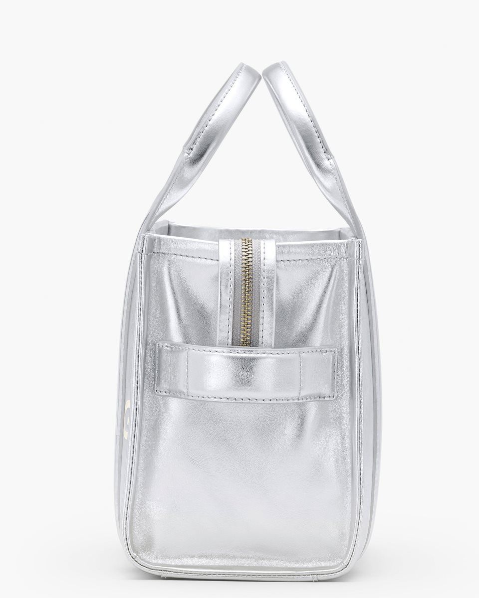 The Tote Bag Marc Jacobs The Metallic Leather Small Tote Bag Femme Metal Argent | 106GTXDUH