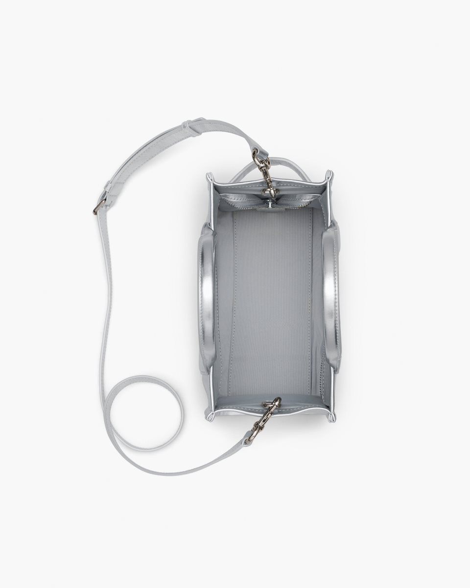 The Tote Bag Marc Jacobs The Metallic Leather Small Tote Bag Femme Metal Argent | 106GTXDUH