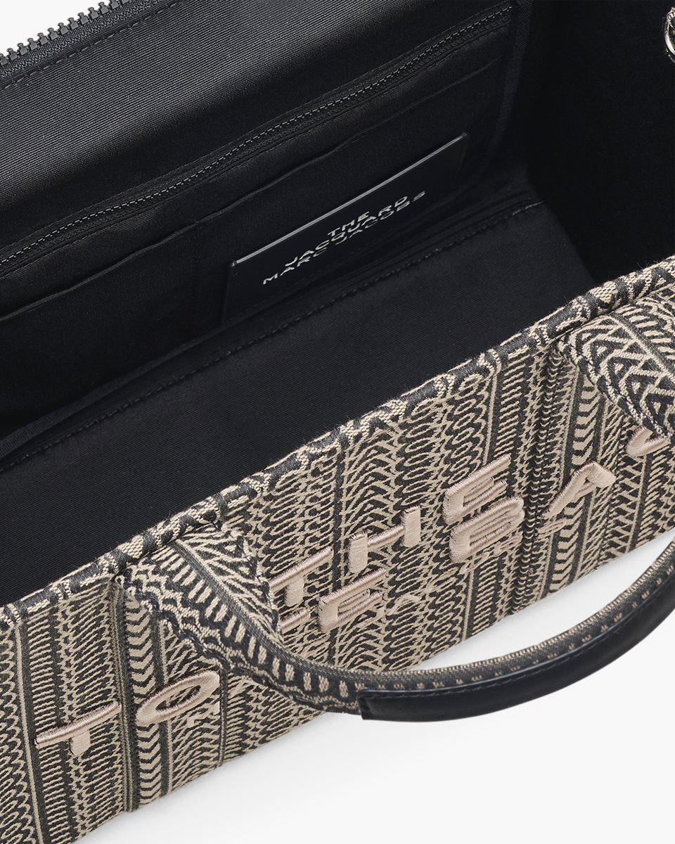 The Tote Bag Marc Jacobs The Monogram Jacquard Medium Tote Bag Femme Beige Multicolore | 813XDGKFP