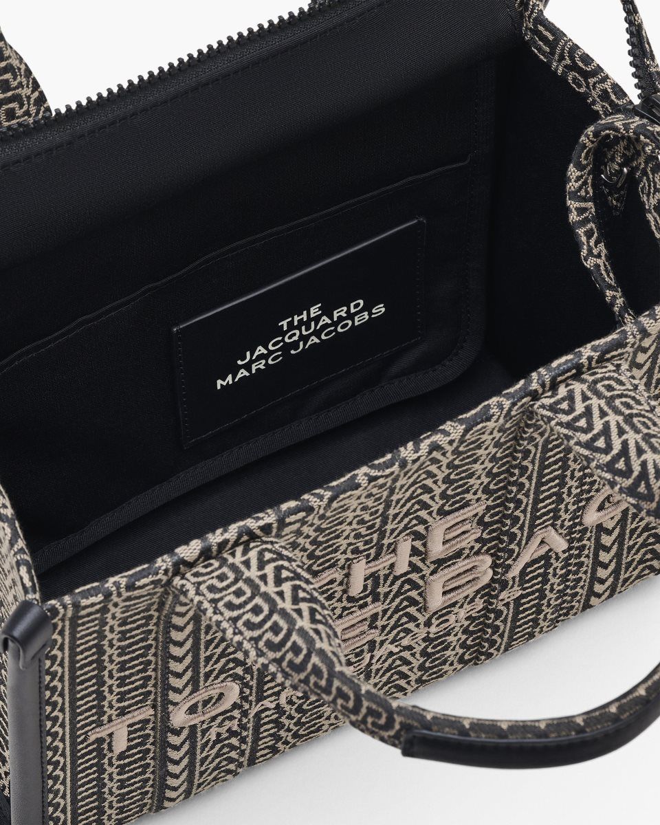 The Tote Bag Marc Jacobs The Monogram Jacquard Small Tote Bag Femme Beige Multicolore | 971VYNPSK
