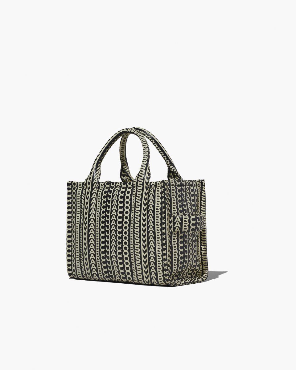 The Tote Bag Marc Jacobs The Monogram Leather Small Tote Bag Femme Noir Blanche | 536AEMRZH