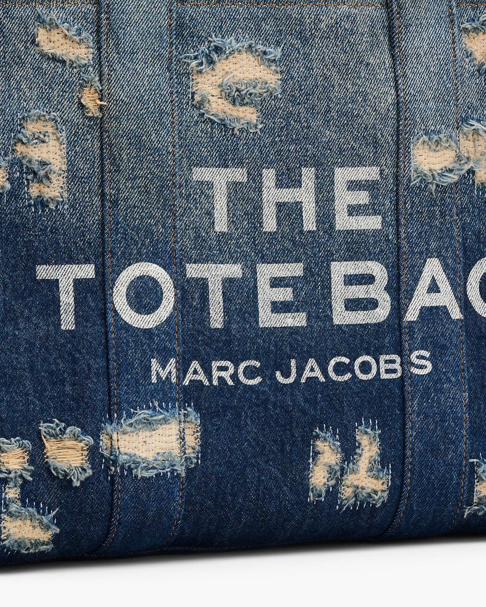 The Tote Bag Marc Jacobs The Rip and Repair Denim Medium Tote Bag Femme Indigo | 931ULTOQV