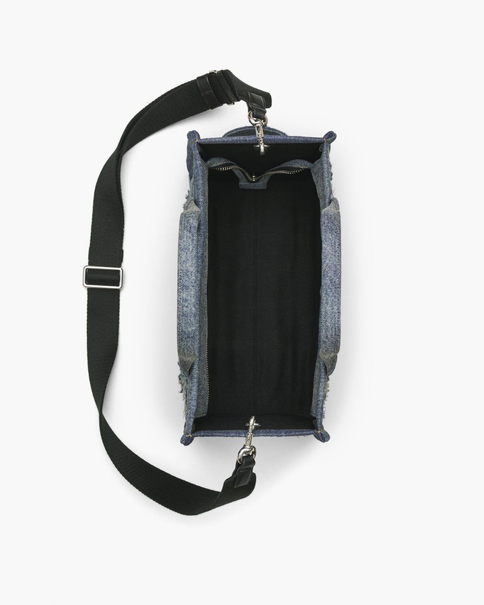 The Tote Bag Marc Jacobs The Rip and Repair Denim Medium Tote Bag Femme Indigo | 931ULTOQV