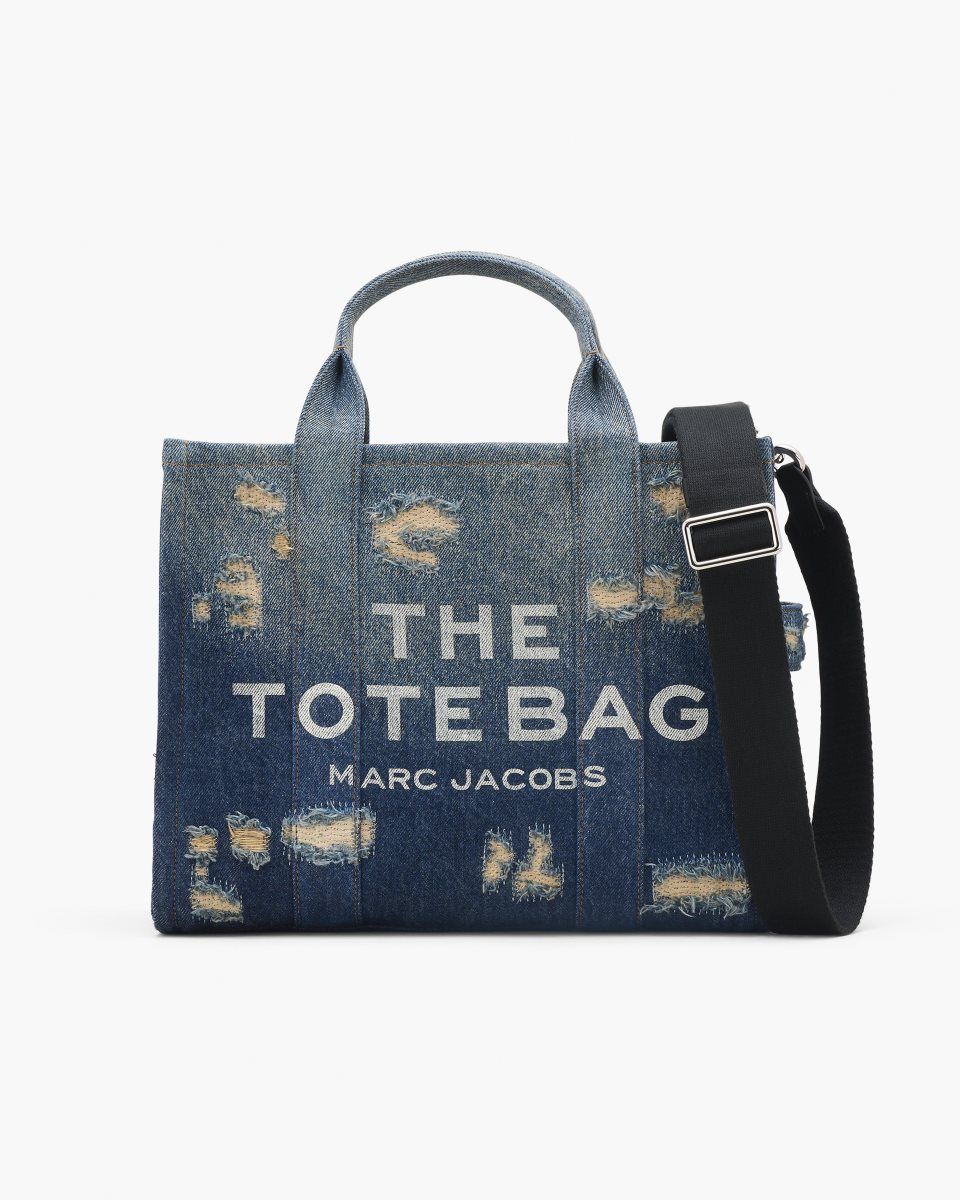 The Tote Bag Marc Jacobs The Rip and Repair Denim Medium Tote Bag Femme Indigo | 931ULTOQV