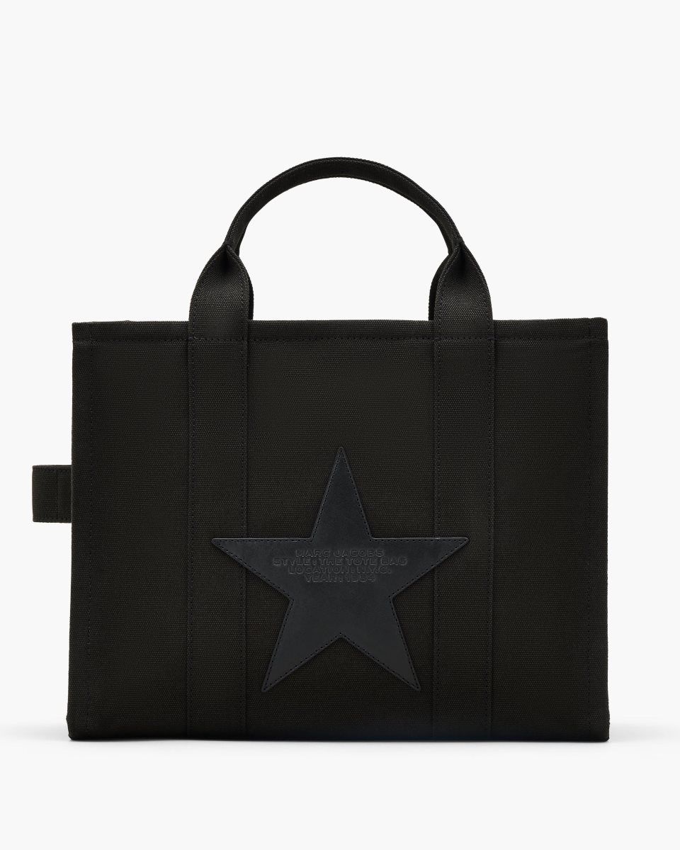 The Tote Bag Marc Jacobs The Star Canvas Medium Tote Bag Femme Noir | 365INKARL