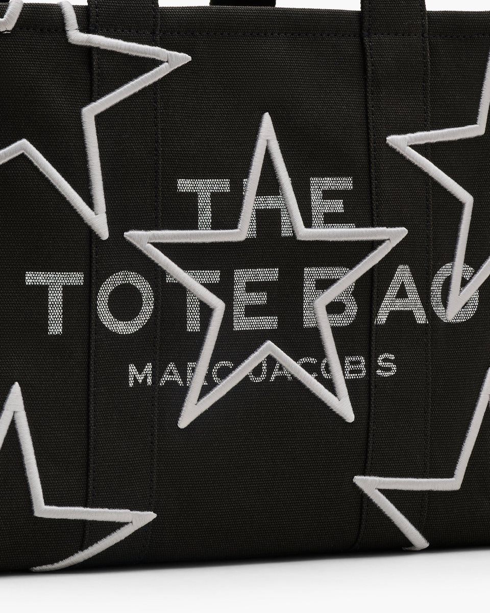 The Tote Bag Marc Jacobs The Star Canvas Medium Tote Bag Femme Noir | 365INKARL
