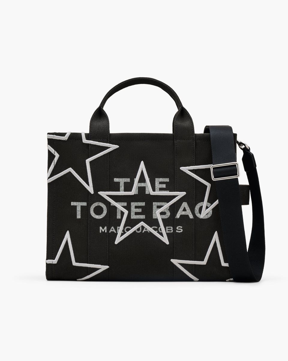 The Tote Bag Marc Jacobs The Star Canvas Medium Tote Bag Femme Noir | 365INKARL
