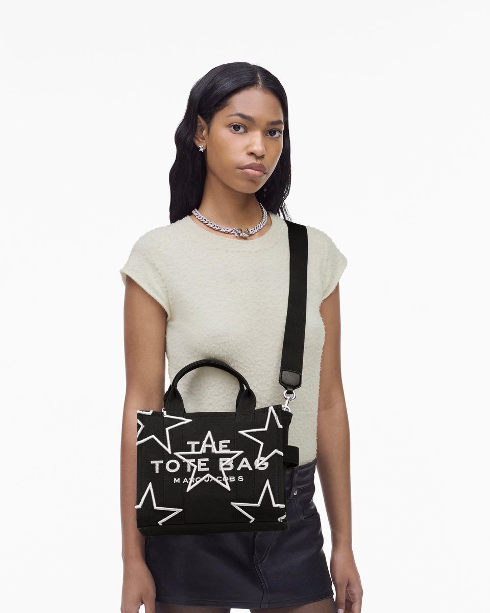 The Tote Bag Marc Jacobs The Star Canvas Small Tote Bag Femme Noir | 419RKOLTP