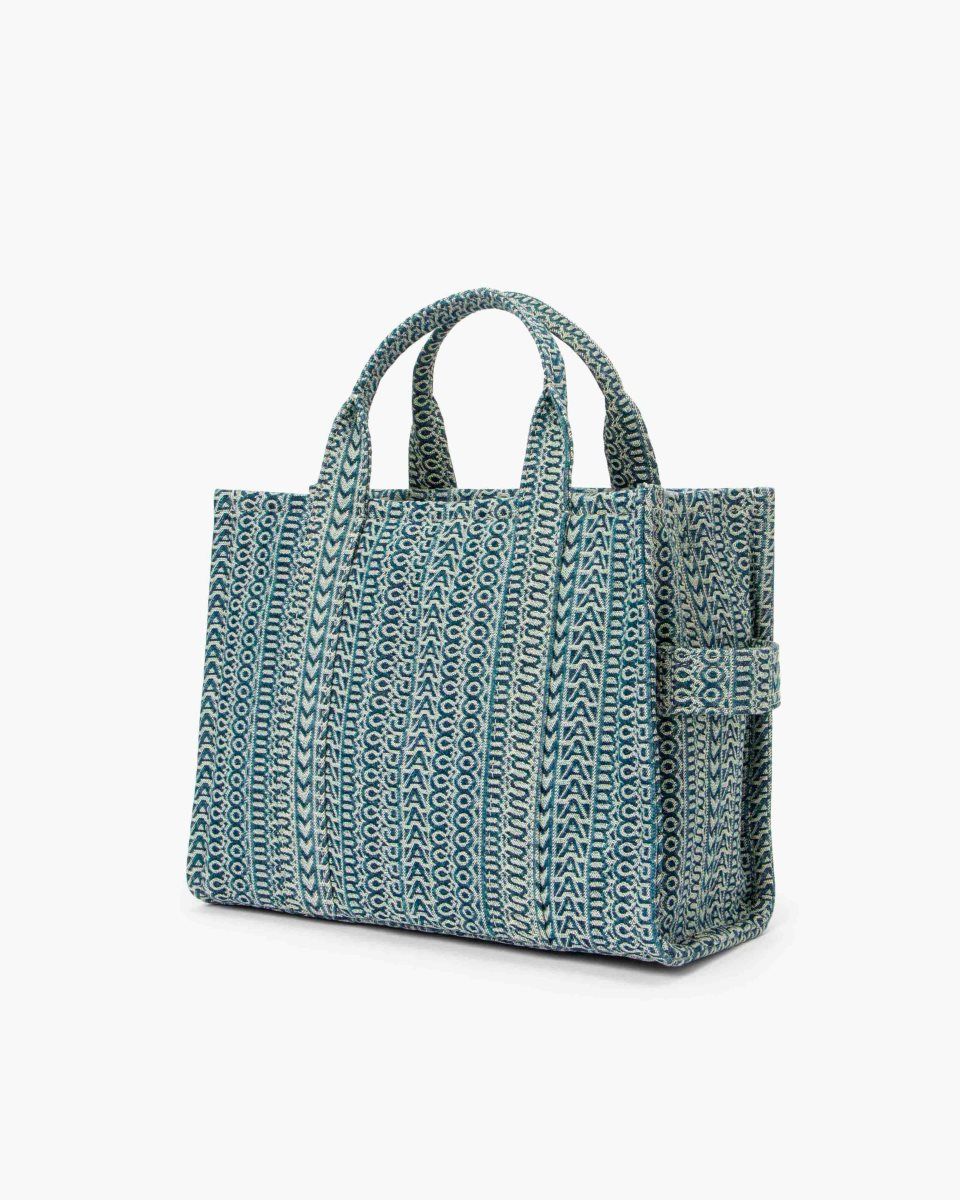 The Tote Bag Marc Jacobs The Washed Monogram Denim Medium Tote Bag Femme Orange Bleu | 825ZWMXIQ