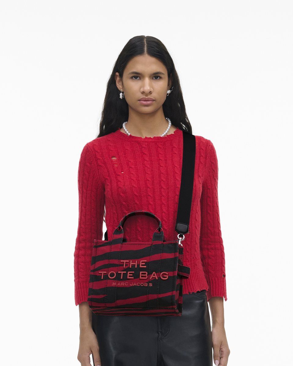 The Tote Bag Marc Jacobs The Zebra Canvas Small Tote Bag Femme Noir | 549MADCOK