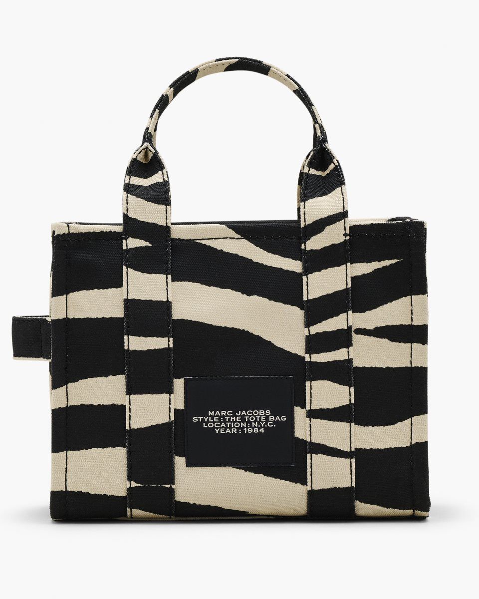 The Tote Bag Marc Jacobs The Zebra Canvas Small Tote Bag Femme Noir Blanche | 769MFJLPE
