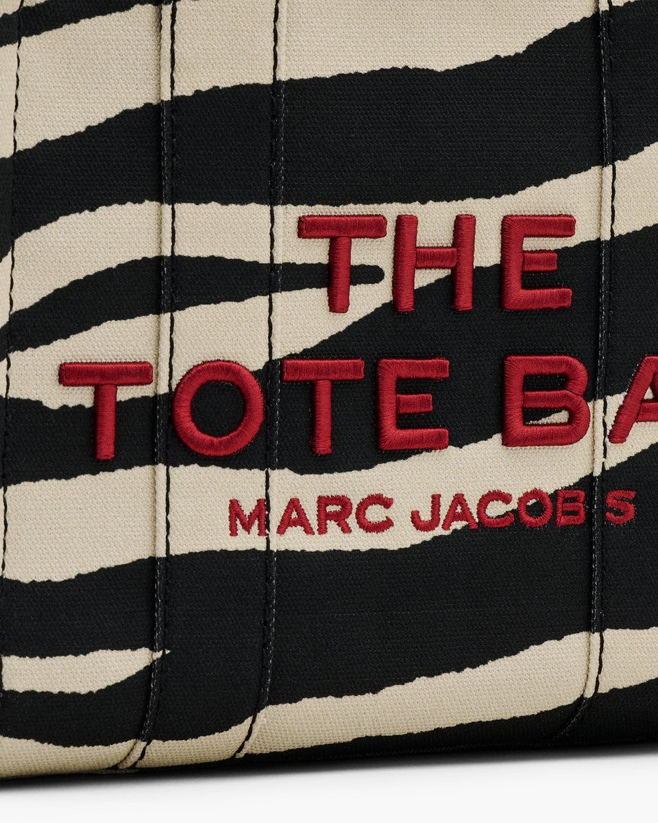 The Tote Bag Marc Jacobs The Zebra Canvas Small Tote Bag Femme Noir Blanche | 769MFJLPE