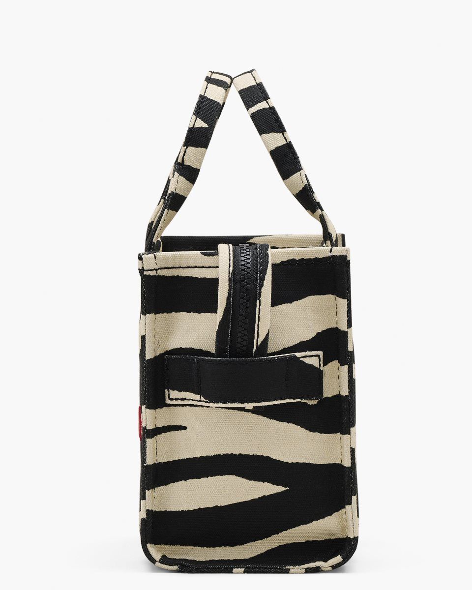 The Tote Bag Marc Jacobs The Zebra Canvas Small Tote Bag Femme Noir Blanche | 769MFJLPE