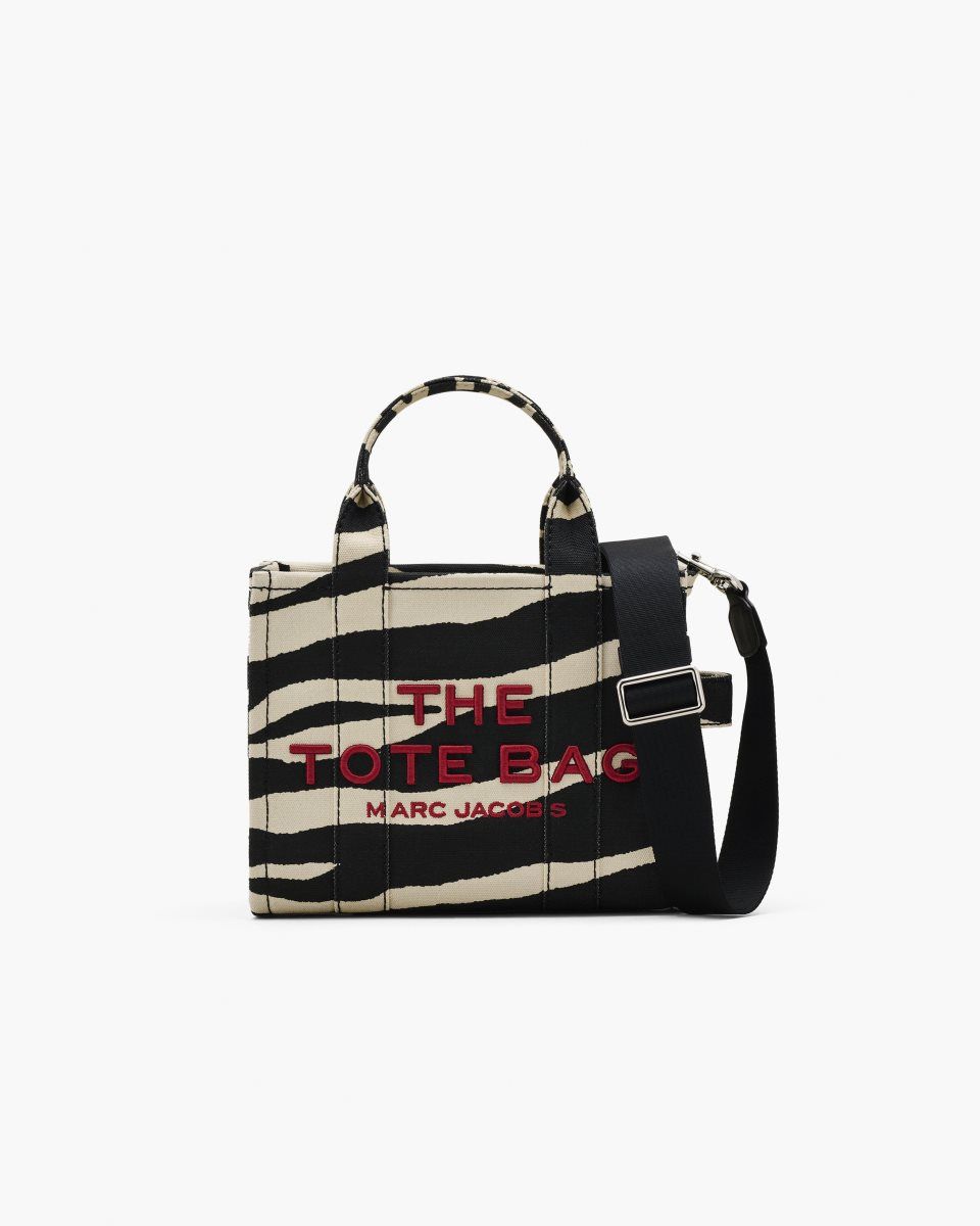 The Tote Bag Marc Jacobs The Zebra Canvas Small Tote Bag Femme Noir Blanche | 769MFJLPE