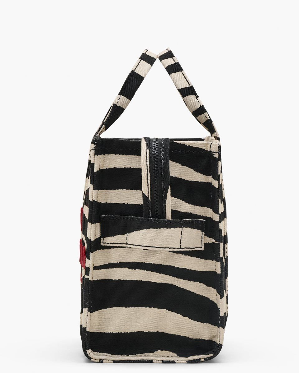 The Tote Bag Marc Jacobs The Zebra Canvas Medium Tote Bag Femme Noir Blanche | 093JYMUBH