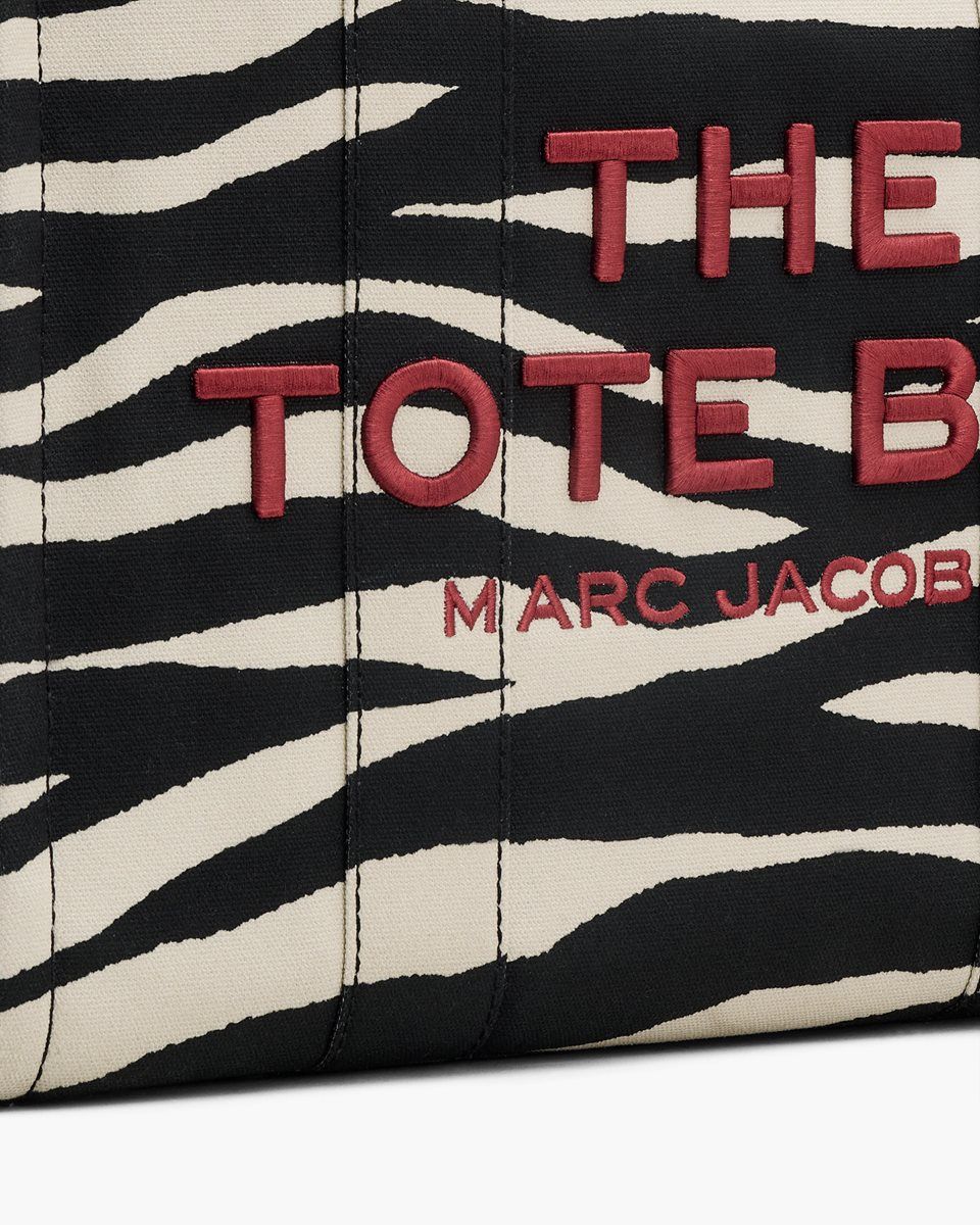 The Tote Bag Marc Jacobs The Zebra Canvas Large Tote Bag Femme Noir Blanche | 021VAETCZ