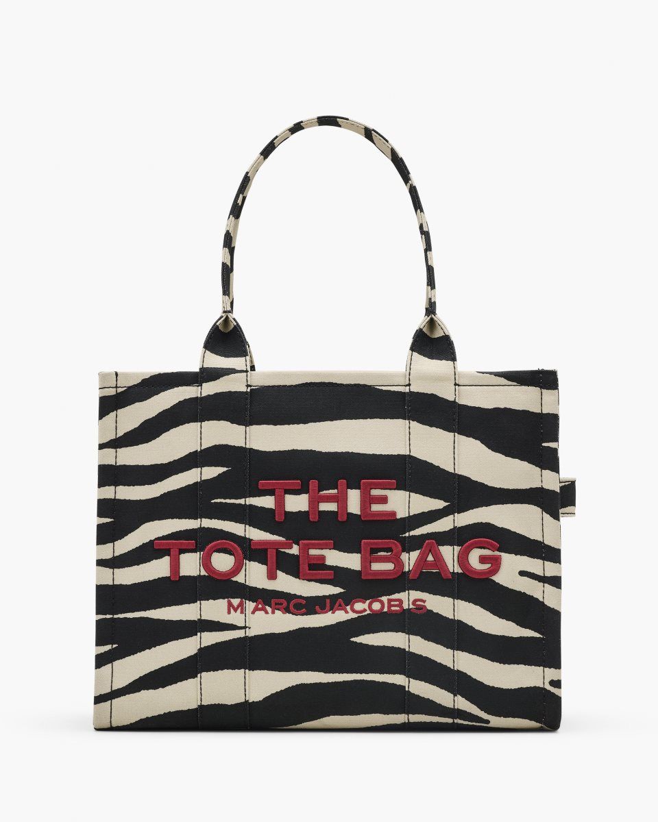 The Tote Bag Marc Jacobs The Zebra Canvas Large Tote Bag Femme Noir Blanche | 021VAETCZ