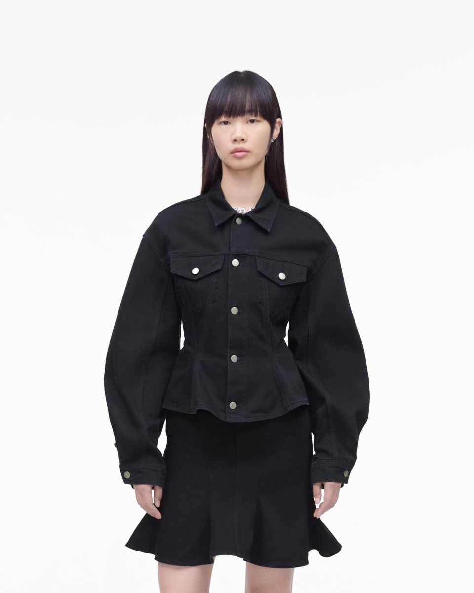 Vêtements D\'extérieur Marc Jacobs The Fluted Denim Jacket Femme Noir | 048IOTWQU